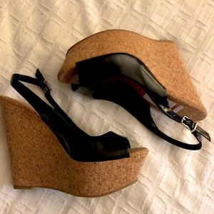 Jessica Simpson Black & Cork Amande Wedge